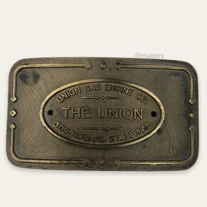 Union Gas Engine Co San Francisco CA Belt Buckle Morrison & Marvin Engineworks
